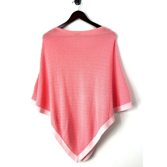 Talbots Womens Size L Pink Poncho Sweater Asymmetrical Cotton Blend Front Tie T - Picture 7 of 12